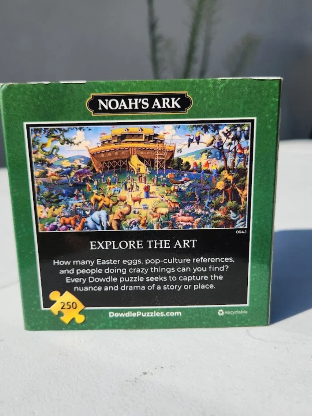 250 Piece Mini Wooden Jigsaw Puzzle Eric Dowdle Noah's Ark Folk Art Wood Finishe